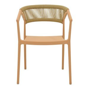 029 000332 3 Armchair Sillia pakoworld stackable pp cappuccino shade with beige rattan 55x52x74.5cmOutdoor furniture > Garden armchairs