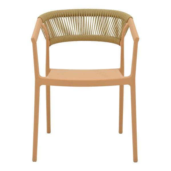 029 000332 3 Armchair Sillia pakoworld stackable pp cappuccino shade with beige rattan 55x52x74.5cmOutdoor furniture > Garden armchairs