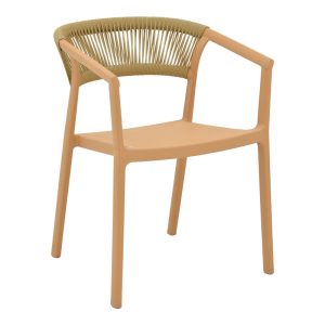 029 000332 Armchair Sillia pakoworld stackable pp cappuccino shade with beige rattan 55x52x74.5cmOutdoor furniture > Garden armchairs