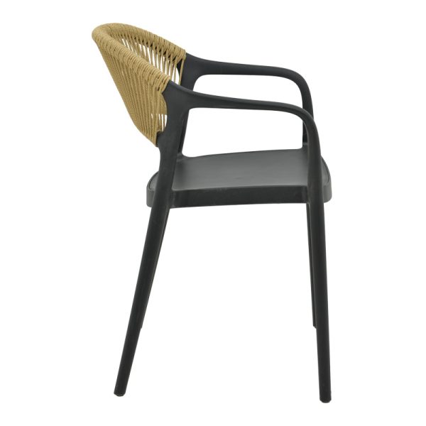 029 000334 2 Ankara armchair pakoworld stackable pp black shade with beige rattan 57x48x80cmOutdoor furniture > Garden armchairs