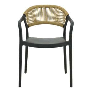 029 000334 3 Ankara armchair pakoworld stackable pp black shade with beige rattan 57x48x80cmOutdoor furniture > Garden armchairs