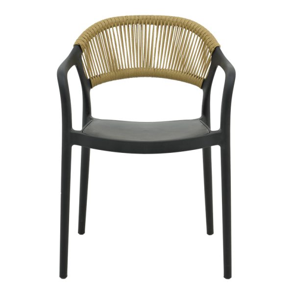 029 000334 3 Ankara armchair pakoworld stackable pp black shade with beige rattan 57x48x80cmOutdoor furniture > Garden armchairs