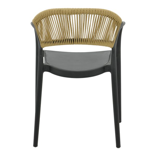 029 000334 4 Ankara armchair pakoworld stackable pp black shade with beige rattan 57x48x80cmOutdoor furniture > Garden armchairs