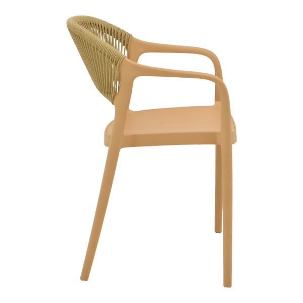 029 000335 2 Ankara armchair pakoworld stackable pp cappuccino shade with beige rattan 57x48x80cmOutdoor furniture > Garden armchairs