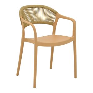 029 000335 Ankara armchair pakoworld stackable pp cappuccino shade with beige rattan 57x48x80cmOutdoor furniture > Garden armchairs