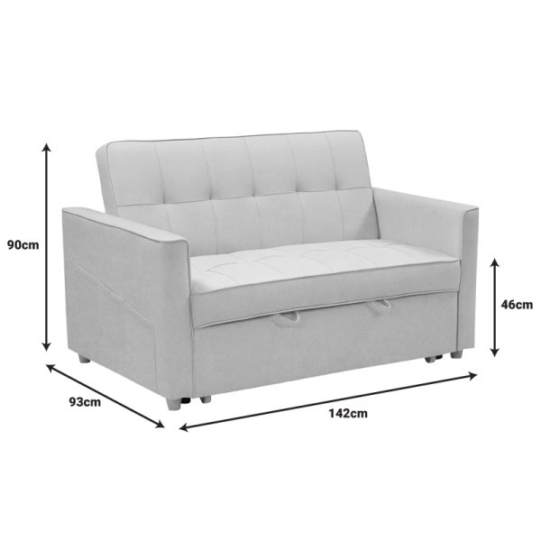 035 000099 4 2 seater sofa-bed Commit pakoworld fabric in beige-grey color 142x93x90 cmIndoor furniture > Sofas-bed