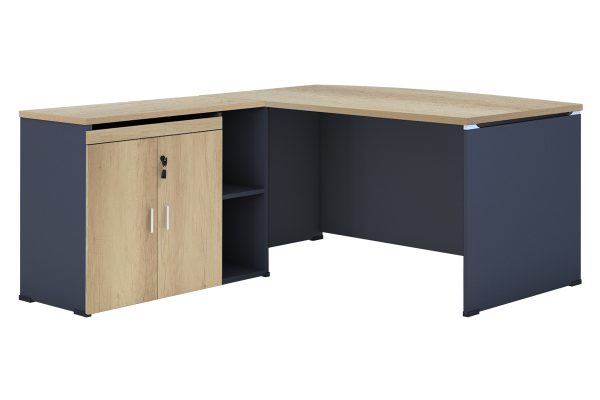 069 000010 3 Commercial desk reversible Lotus pakoworld oak-dark grey 180x160x75cmOffice furniture > Professional desk