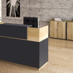 069 000016 3 Reception Lotus pakoworld in oak - dark grey color 180x70x110cmOffice furniture > Reception