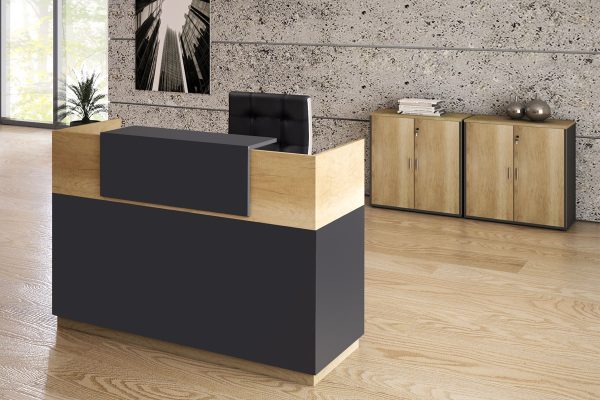 069 000016 3 Reception Lotus pakoworld in oak - dark grey color 180x70x110cmOffice furniture > Reception