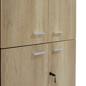 069 000020 3 Bookcase with four wooden doors Lotus pakoworld in oak - dark grey color 80x40,5x200cmOffice furniture > Office closets