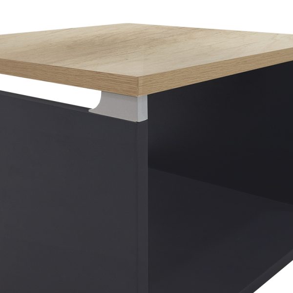 069 000021 2 Coffee table Lotus pakoworld in oak - dark grey 60x60x45cmOffice furniture > Auxiliary office furnitures