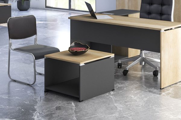 069 000021 3 Coffee table Lotus pakoworld in oak - dark grey 60x60x45cmOffice furniture > Auxiliary office furnitures