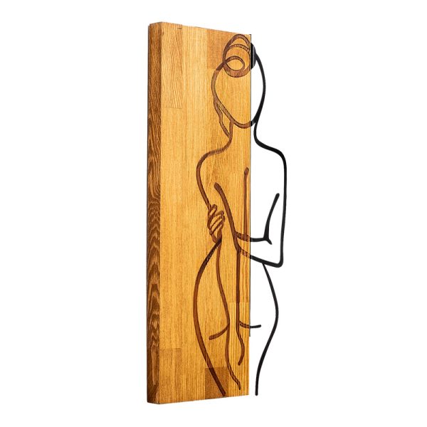 071 001570 2 Wall deco Kelesipo pakoworld pine wood in natural color and black metal 27x3x58cmDecoration > Decorations > Wall Decorations