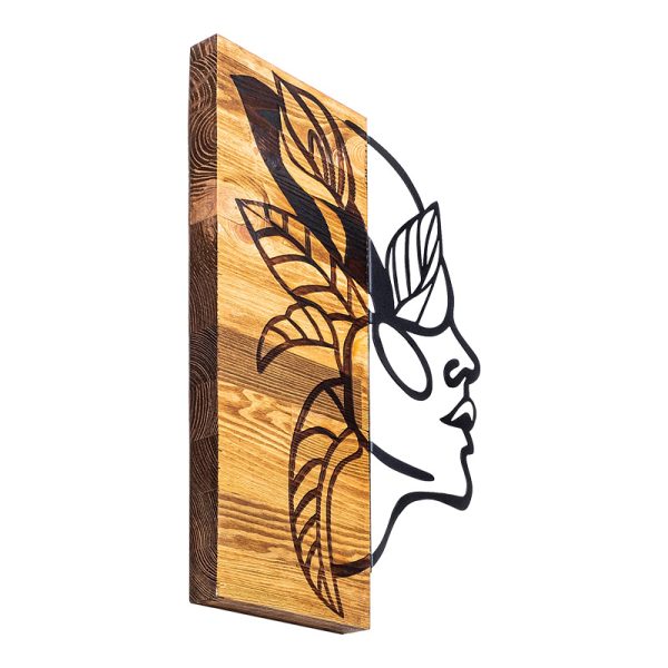 071 001581 2 Wall deco Redian pakoworld pine wood in natural color and black metal 34x3x50cmDecoration > Decorations > Wall Decorations