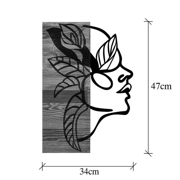 071 001581 3 Wall deco Redian pakoworld pine wood in natural color and black metal 34x3x50cmDecoration > Decorations > Wall Decorations