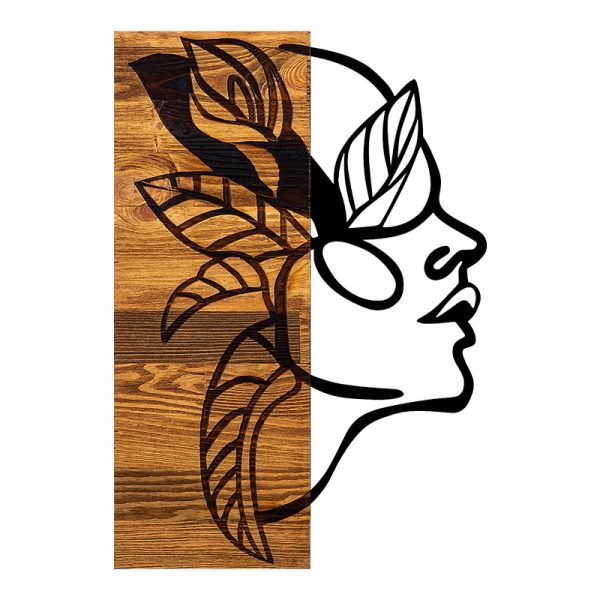 071 001581 Wall deco Redian pakoworld pine wood in natural color and black metal 34x3x50cmDecoration > Decorations > Wall Decorations