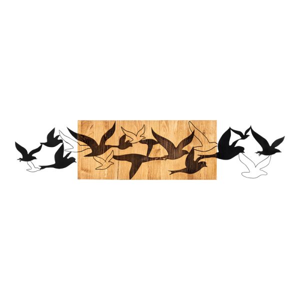 071 001585 Wall deco Excore pakoworld pine wood in natural color and black metal 111x3x25cmDecoration > Decorations > Wall Decorations