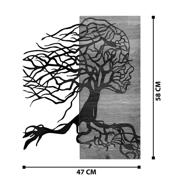 071 001586 3 Wall deco Lifel pakoworld pine wood in natural color and black metal 47x3x58cmDecoration > Decorations > Wall Decorations