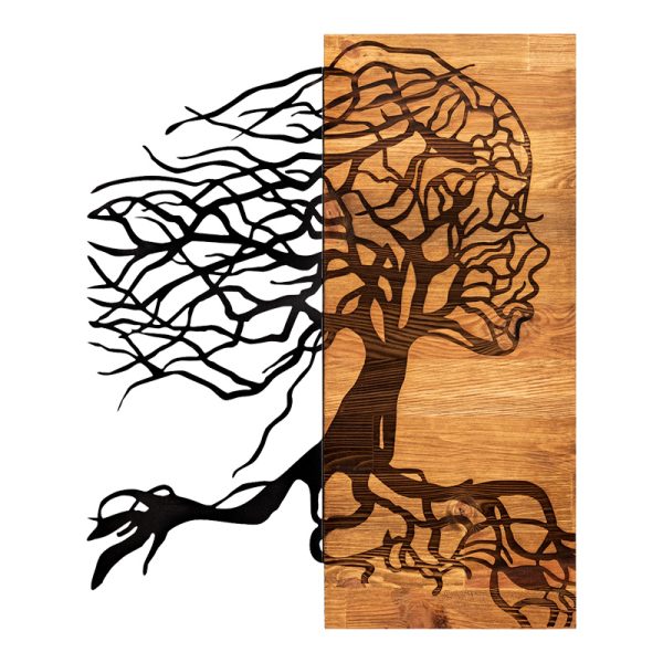 071 001586 Wall deco Lifel pakoworld pine wood in natural color and black metal 47x3x58cmDecoration > Decorations > Wall Decorations