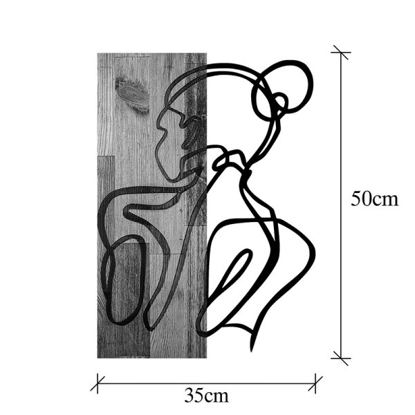 071 001587 3 Wall deco Womanel pakoworld pine wood in natural color and black metal 35x3x50cmDecoration > Decorations > Wall Decorations