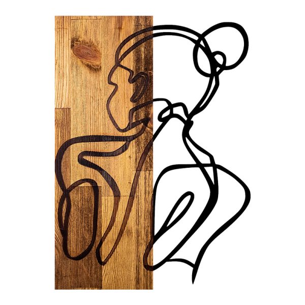 071 001587 Wall deco Womanel pakoworld pine wood in natural color and black metal 35x3x50cmDecoration > Decorations > Wall Decorations
