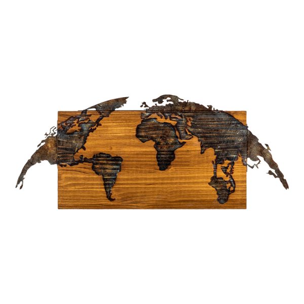 071 001599 Wall deco Mable pakoworld pine wood in natural color and black metal 83x3x38cmDecoration > Decorations > Wall Decorations