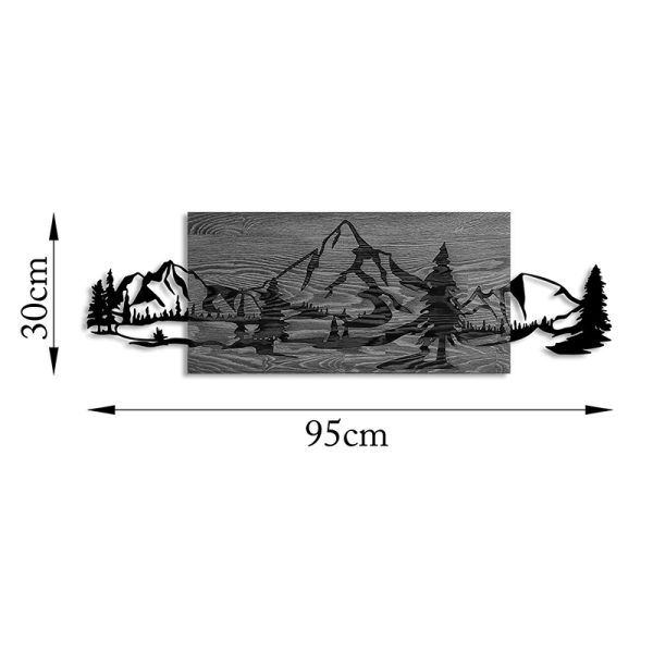 071 001600 2 Wall deco Nereve pakoworld pine wood in natural color and black metal 95x3x30cmDecoration > Decorations > Wall Decorations