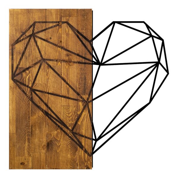 071 001601 Wall deco Helie pakoworld pine wood in natural color and black metal 58x3x58cmDecoration > Decorations > Wall Decorations