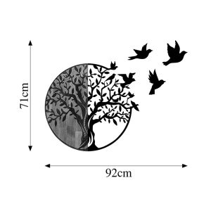 071 001603 3 Wall deco Benanje pakoworld pine wood in natural color and black metal 92x3x71cmDecoration > Decorations > Wall Decorations