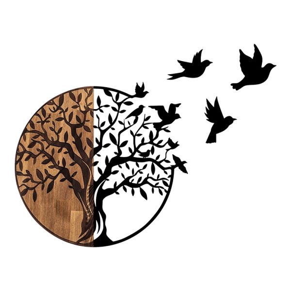 071 001603 Wall deco Benanje pakoworld pine wood in natural color and black metal 92x3x71cmDecoration > Decorations > Wall Decorations