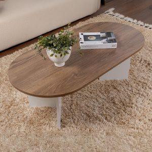 071 001605 2 Coffee table Tabletod pakoworld in walnut-white color 119x60x40cmIndoor furniture > Coffee tables