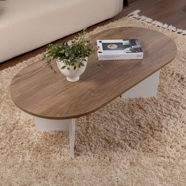 071 001605 2 Coffee table Tabletod pakoworld in walnut-white color 119x60x40cmIndoor furniture > Coffee tables