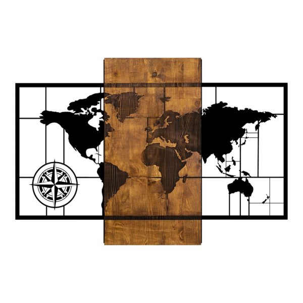 071 001608 Wall deco Merzo pakoworld pine wood in natural color and black metal 58x3x85cmDecoration > Decorations > Wall Decorations