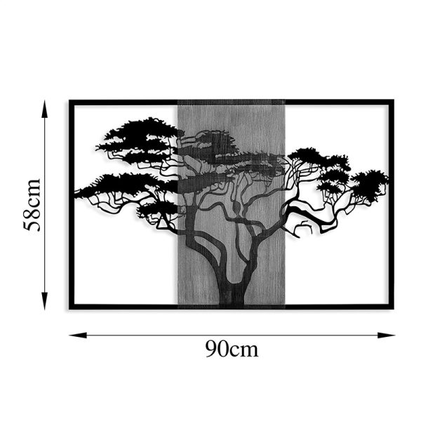 071 001609 2 Wall deco Merzo pakoworld pine wood in natural color and black metal 90x3x58cmDecoration > Decorations > Wall Decorations