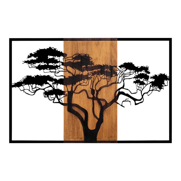 071 001609 Wall deco Merzo pakoworld pine wood in natural color and black metal 90x3x58cmDecoration > Decorations > Wall Decorations