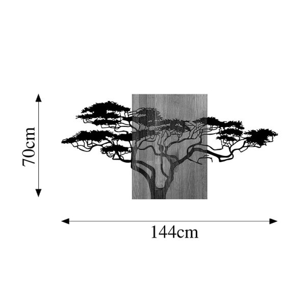 071 001610 3 Wall deco Efren pakoworld pine wood in natural color and black metal 144x3x70cmDecoration > Decorations > Wall Decorations