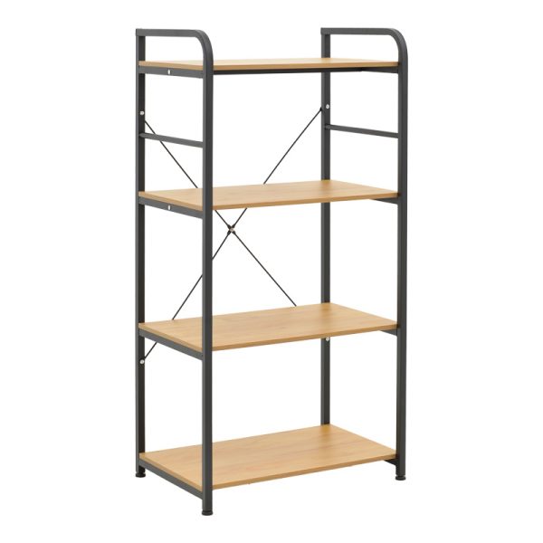 072 000148 Floor-standing shelf Depo pakoworld black metal-mdf in oak shade 60x40x120cmIndoor furniture > Home organization > Kitchen > Shelves
