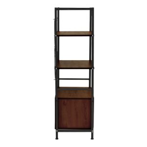 072 000149 2 Floor-standing shelf with cabinet Kuili pakoworld metal black-mdf in walnut shade 60x36x121cmIndoor furniture > Home organization > Kitchen > Shelves