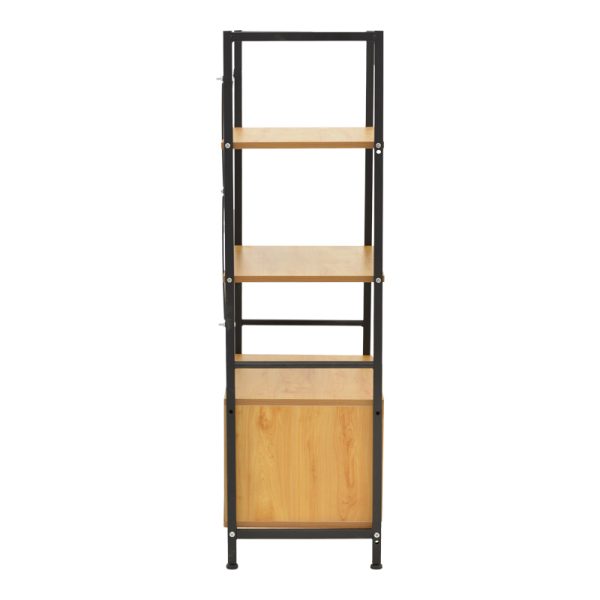 072 000150 2 Floor-standing shelf with cabinet Kuili pakoworld metal black-mdf in oak shade 60x36x121cmIndoor furniture > Home organization > Kitchen > Shelves