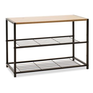 085 000010 Shoe rack Ramon pakoworld 6 pairs modern oak color with black metal frame 63x30x43cmIndoor furniture > Shoe storage cabinet & cupboards