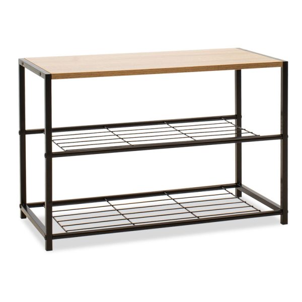 085 000010 Shoe rack Ramon pakoworld 6 pairs modern oak color with black metal frame 63x30x43cmIndoor furniture > Shoe storage cabinet & cupboards
