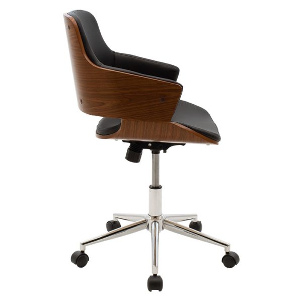 106 000001 2 Fern pakoworld office chair black pu - walnut wood 53x61x79/89cmOffice furniture > Labor office chairs