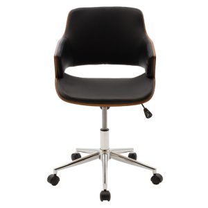 106 000001 3 Fern pakoworld office chair black pu - walnut wood 53x61x79/89cmOffice furniture > Labor office chairs