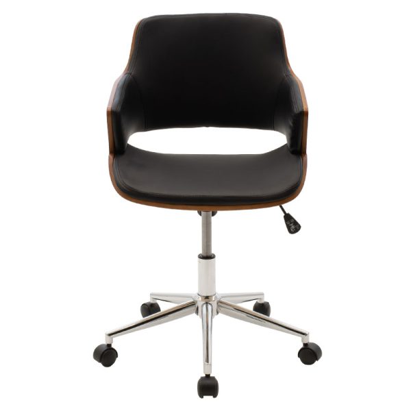 106 000001 3 Fern pakoworld office chair black pu - walnut wood 53x61x79/89cmOffice furniture > Labor office chairs
