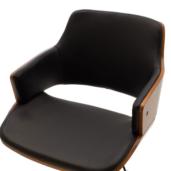 106 000001 4 Fern pakoworld office chair black pu - walnut wood 53x61x79/89cmOffice furniture > Labor office chairs