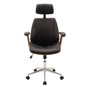 106 000003 3 Director's office chair Fern pakoworld pu in black shade and walnut wood 64.5x62x117/123cmOffice furniture > Manager office chairs