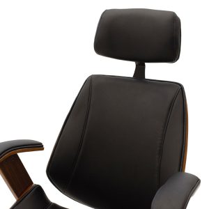 106 000003 4 Director's office chair Fern pakoworld pu in black shade and walnut wood 64.5x62x117/123cmOffice furniture > Manager office chairs
