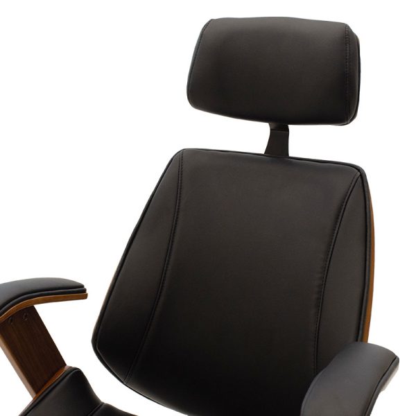 106 000003 4 Director's office chair Fern pakoworld pu in black shade and walnut wood 64.5x62x117/123cmOffice furniture > Manager office chairs