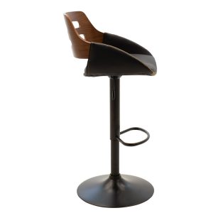 106 000007 2 Bar stool Fern pakoworld adjustable height PU black walnut-metal blackIndoor furniture > Bar stools