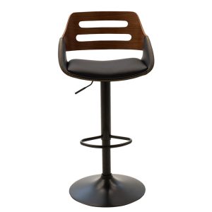 106 000007 3 Bar stool Fern pakoworld adjustable height PU black walnut-metal blackIndoor furniture > Bar stools